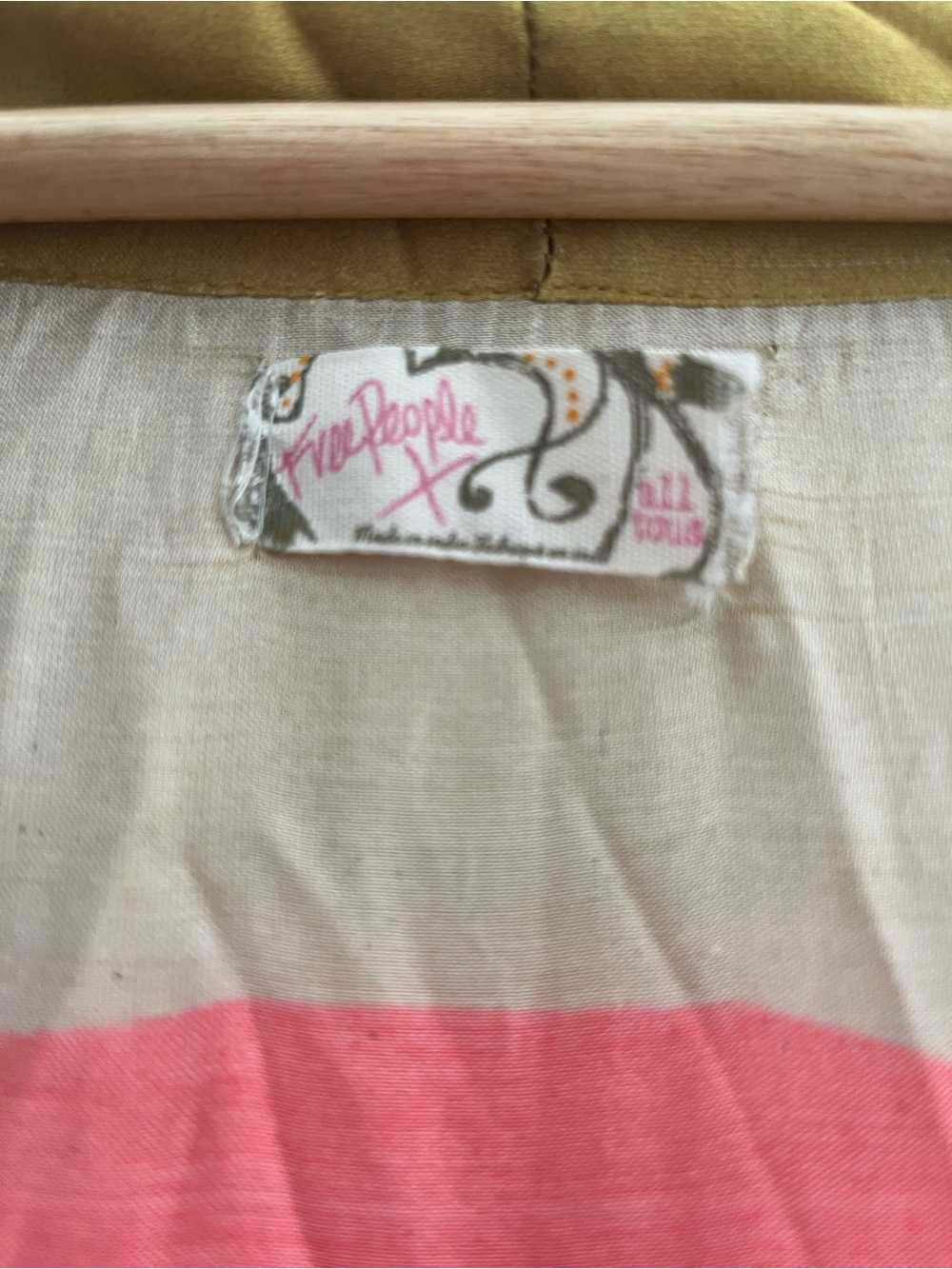 Free People Mustard Yellow and Coral Striped Kimono - Picture 3 of 3